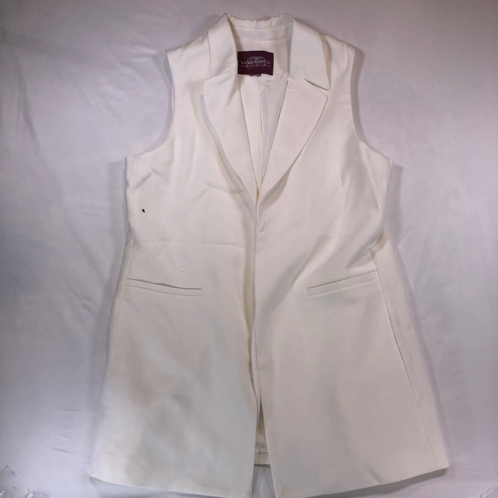 The Savile Row Co London Womens White Sleeveless Longline Vest Blazer